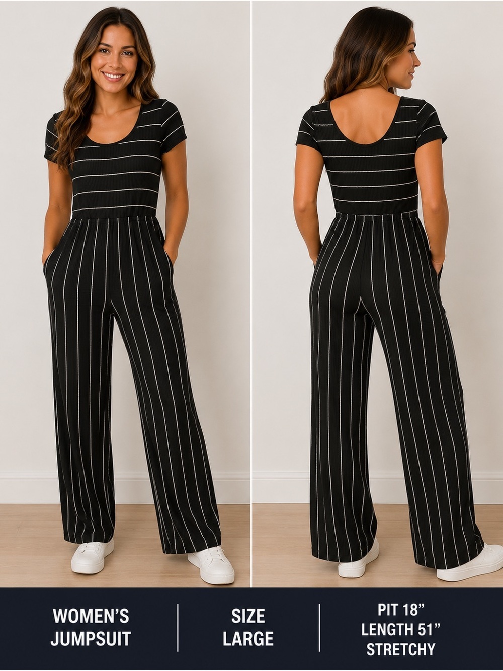 REWIND LARGE Jumpsuit romper 
Has pockets
Pit 18”
Length 51”
Stretchy
